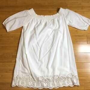 White Boho Cruise Wear Lace Off Shoulder Sun Dress NWT Large Light Weight